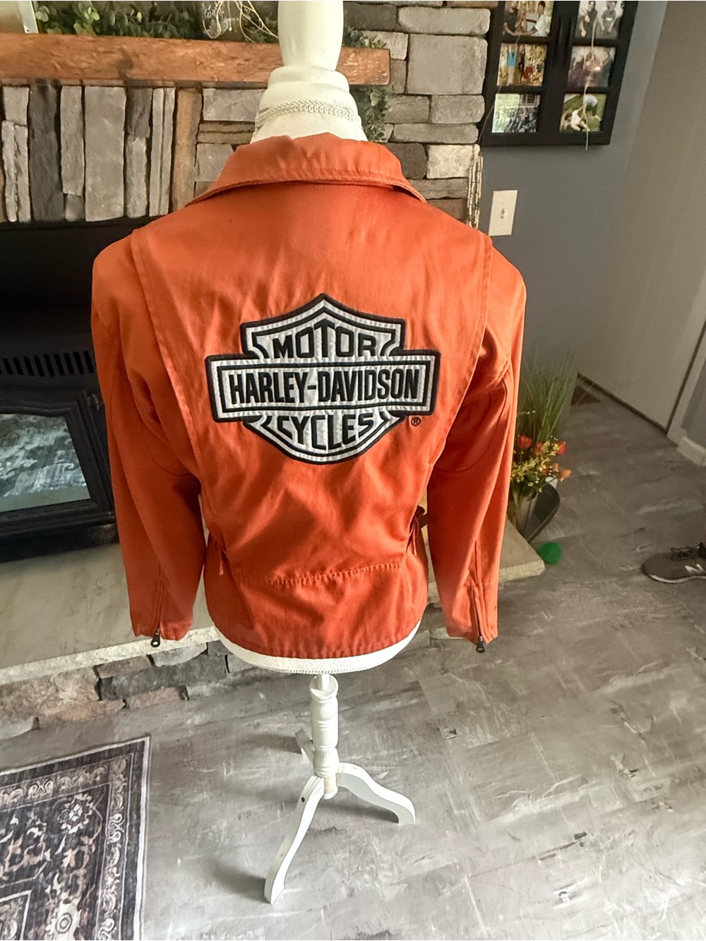 Harley-Davidson Orange and Black Jacket with Eagle Patch